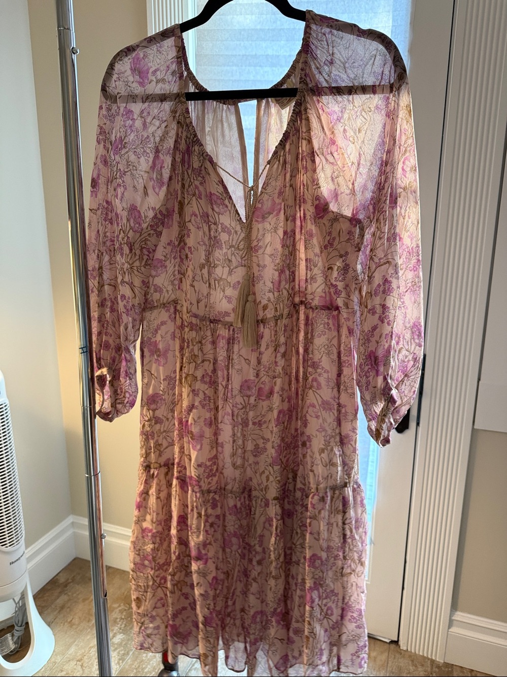 Sundance Pink Floral Midi Dress with Tassel Tie - Picture 3 of 4